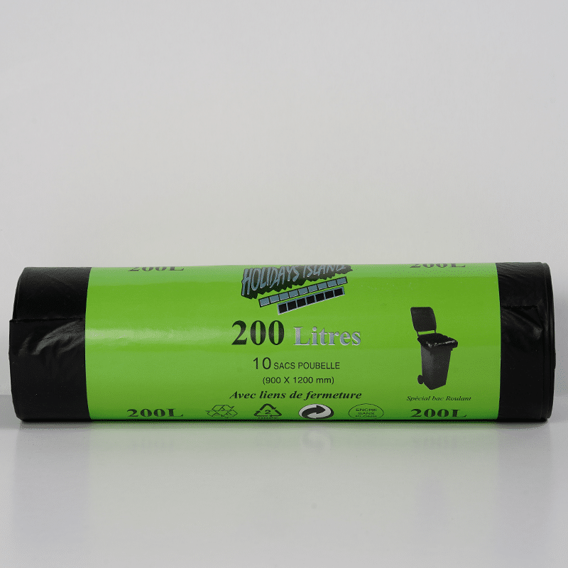Sac poubelle PEBD - Noir 150L 70µ 500+(2x160)x1250 mm (x100)